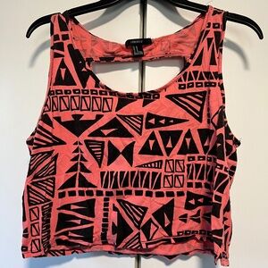 Patterned Coral Forever 21 Crop Top